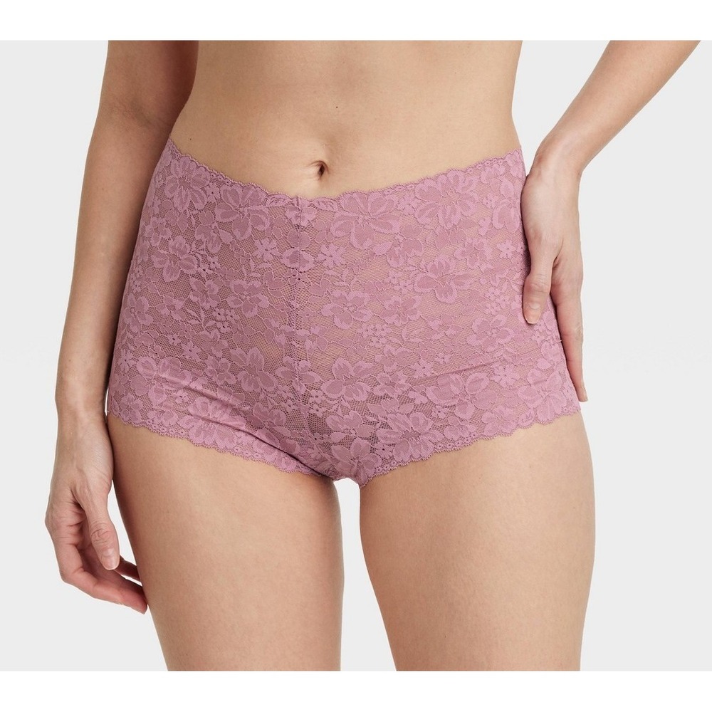 New Auden Women's Size XS allover lace Boy Shorts Underwear Mauve